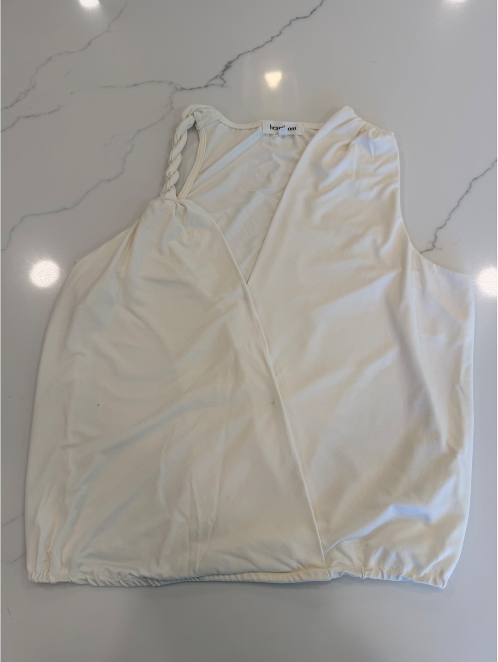 Heartloom Cream Halter Tank Top Button Clasp Size XS